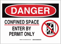 DANGER Confined Space Enter By Permit Only w/Pictogram Sign, 10" H x 14" W x 0.06" D, Polystyrene