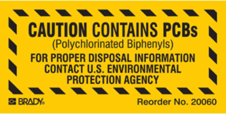 Caution Label, 1 Inch H x 2 Inch W, Black on Yellow, Pack of 100