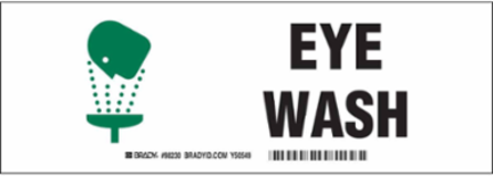 Eye Wash Sign, 3.5 " H x 10 " W, Black/Green on White