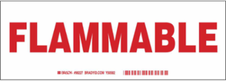 Flammable Sign, Red on White, 3.5 " H x 10 " W, Polyester