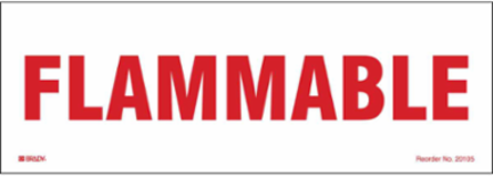 Flammable Sign, Red on White, 3.5 " H x 10 " W, Magnetic Vinyl