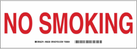 No Smoking Sign, 3.5 " H x 10 " W x 0.006 " D, White on Red