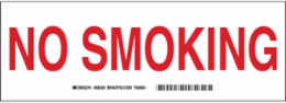 No Smoking Sign, 3.5 " H x 10 " W x 0.006 " D, White on Red