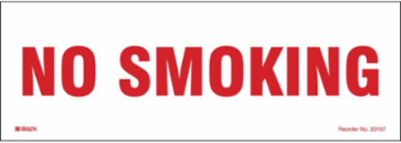 No Smoking Sign, 3.5 " H x 10 " W, Red on White