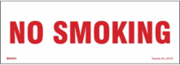 No Smoking Sign, 3.5 " H x 10 " W, Red on White