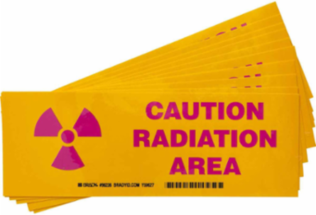 CAUTION Radiation Area Sign, 3.5" H x 10" W x 0.006" D, Pack of 10 Each, Polyester