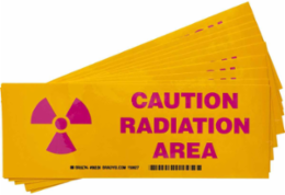 CAUTION Radiation Area Sign, 3.5" H x 10" W x 0.006" D, Pack of 10 Each, Polyester