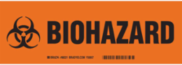 Biohazard Sign 3.5 Inch H x 10 Inch W, Polyester, Abrasion-Resistant, Self-Adhesive