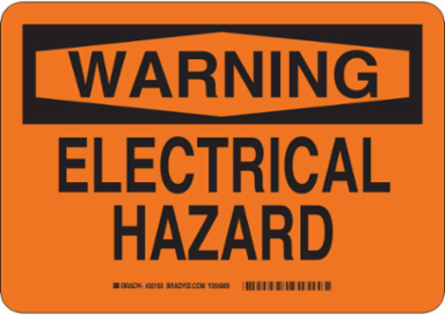 WARNING Electrical Hazard Sign, 10" H x 14" W x 0.004" D, Vinyl