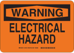 WARNING Electrical Hazard Sign, 10" H x 14" W x 0.004" D, Vinyl
