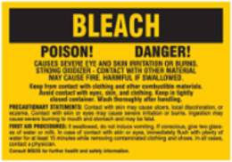 POISON! DANGER! CAUSES SEVERE EYE AND SKIN IRRITATION OR BURNS. STRONG OXIDIZER - CONTACT WITH OTHER MATERIAL MAY CAUSE FIRE. HARMFUL IF SWALLOWED…, 3.5" H x 2" W, Black on Yellow, Pack of 25 Labels