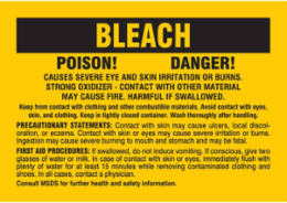 POISON! DANGER! CAUSES SEVERE EYE AND SKIN IRRITATION OR BURNS. STRONG OXIDIZER - CONTACT WITH OTHER MATERIAL MAY CAUSE FIRE. HARMFUL IF SWALLOWED…., 3.5" H x 10" W, Black on Yellow, Pack of 25 Labels