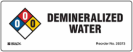 DEMINERALIZED WATER, 3.875" H x 1.5" W, Black/Blue/Red/Yellow on White, Pack of 50 Labels