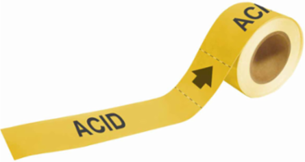 ACID Pipe Marker, 1 in H x 8 in W, Fits Pipes 1.5 in to 2 in Dia., Roll of 25