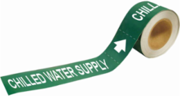 Chilled Water Supply Pipe Marker, 1" H x 8" W, Roll of 25 Each, Fits Pipes 1.5" Dia. Thru 2" Dia.