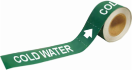 Cold Water Pipe Marker, 1" H x 8" W, Roll of 25 Each, Fits Pipes 1.5" Dia. Thru 2" Dia.