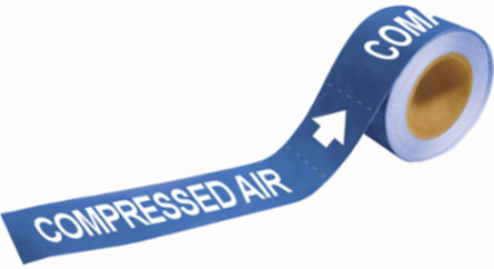 COMPRESSED AIR Pipe Marker, 1" H x 8" W, Roll of 25 Each, Fits Pipes 1.5" Dia. Thru 2" Dia.