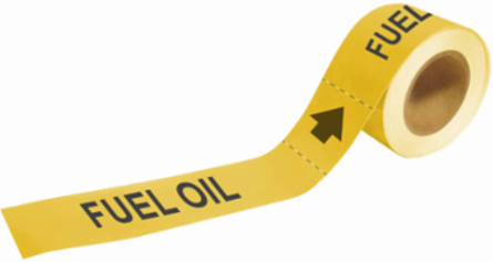 Fuel Oil Pipe Marker, 1" H x 8" W, Roll of 25 Each, Fits Pipes 1.5" Dia. Thru 2" Dia.