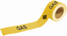 GAS Pipe Marker, 1" H x 8" W, Roll of 25 Each, Fits Pipes 1.5" Dia. Thru 2" Dia.