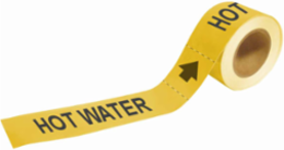 Hot Water Pipe Marker, 1" H x 8" W, Roll of 25 Each, Fits Pipes 1.5" Dia. Thru 2" Dia.