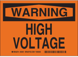 WARNING High Voltage Sign, 5" H x 7" W x 0.004" D, Vinyl
