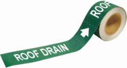 Roof Drain Pipe Marker, 1" H x 8" W, Roll of 25 Each, Fits Pipes 1.5" Dia. Thru 2" Dia.
