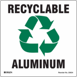 RECYCLABLE ALUMINUM, 5" H x 5" W, Green/Black on White, Pack of 5 Labels