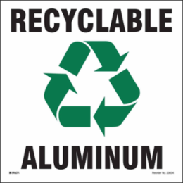 RECYCLABLE ALUMINUM, 10" H x 10" W, Green/Black on White, Pack of 5 Labels