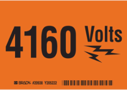 4160 Volts Safety Sign, 3.5 Inch H x 5 Inch W, Outdoor Use, Polyester Material