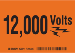 12,000 VOLTS Sign, 3.5 Inch H x 5 Inch W, Abrasion-Resistant Polyester