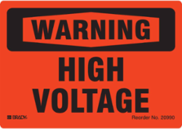 HIGH VOLTAGE, 3.5" H x 5" W, Black on Orange, Pack of 20 Labels