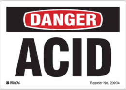 Acid Warning Label, 3.5 Inch H x 5 Inch W, Reflective Sheeting, Pack of 8