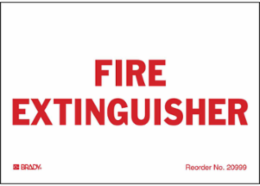 Fire Extinguisher, Red on White, 3.5" H x 5" W, Pack of 8 Labels, Plastic