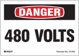 Reflective Label, Black/Red on White, 3.5 Inch H x 5 Inch W, 480 VOLTS