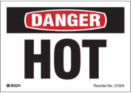 HOT, 3.5" H x 5" W, Black/Red on White, Pack of 8 Labels