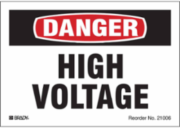 HIGH VOLTAGE, 3.5" H x 5" W, Black/Red on White, Pack of 8 Labels