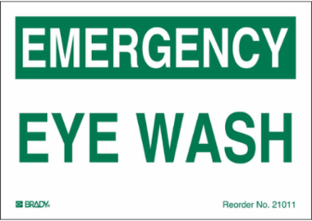 Eye Wash, Green on White, 3.5" H x 5" W, Pack of 8 Labels
