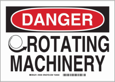 DANGER Rotating Machinery Sign, 10" H x 14" W x 0.006" D, Polyester