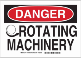DANGER Rotating Machinery Sign, 10" H x 14" W x 0.006" D, Polyester