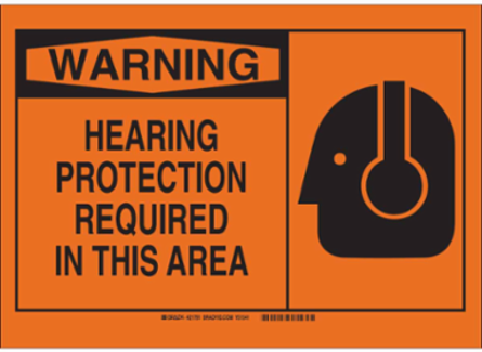 WARNING Hearing Protection Required In This Area w/Pictogram Sign, 7" H x 10" W x 0.06" D, Polystyrene
