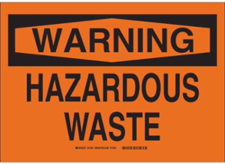 WARNING Hazardous Waste Sign, 7" H x 10" W x 0.06" D, Polystyrene