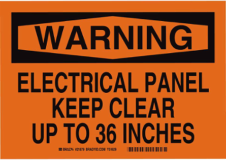 WARNING Electrical Panel Keep Clear Up To 36" Sign, 7" H x 10" W x 0.06" D, Polystyrene