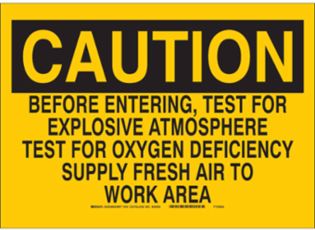 Caution Sign - 10 Inch H x 14 Inch W, Polystyrene, Outdoor Use, Chemical Resistant