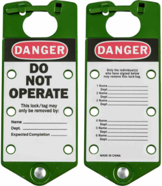 Green Labeled Group Lockout Hasps, 5/Pack