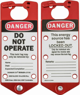 Red Labeled Group Lockout Hasps, 5/Pack