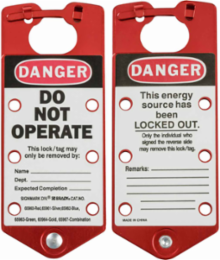 Red Labeled Group Lockout Hasps, 5/Pack