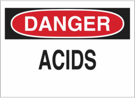 DANGER Acids Sign, 7" H x 10" W x 0.06" D, Polystyrene