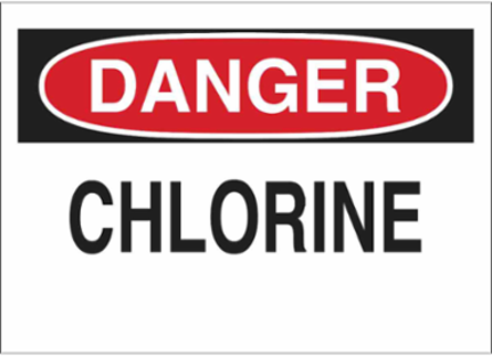 DANGER Chlorine Sign, 7" H x 10" W x 0.06" D, Polystyrene