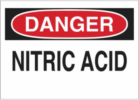 DANGER Nitric Acid Sign, 7" H x 10" W x 0.06" D, Polystyrene
