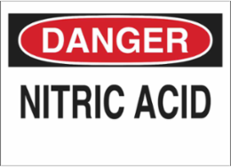 DANGER Nitric Acid Sign, 10" H x 14" W x 0.06" D, Polystyrene